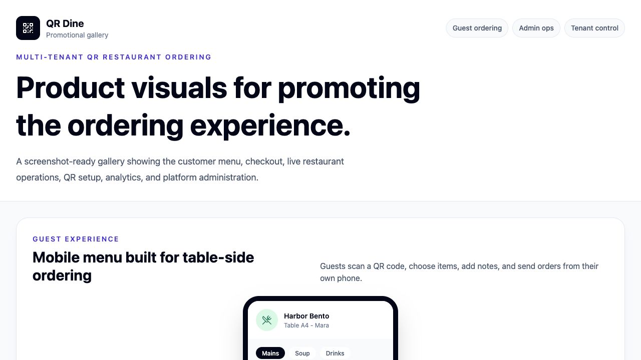 QR-dine ordering dashboard